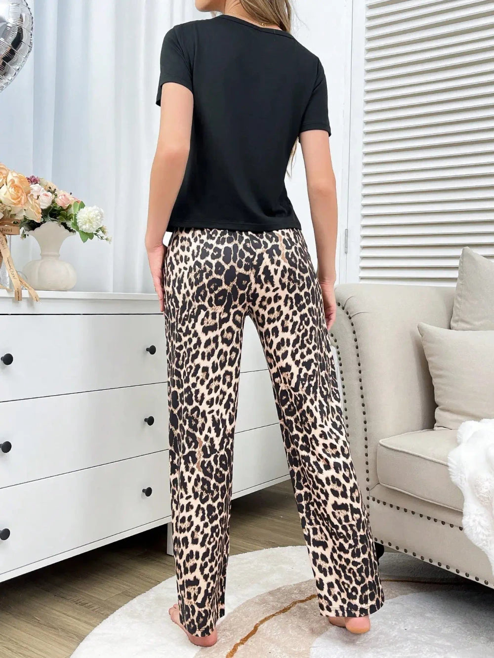 Leopard Knit Pajama Set