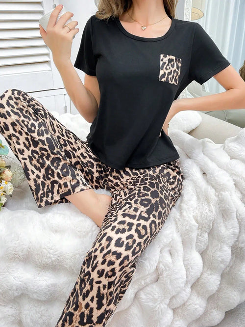 Leopard Knit Pajama Set