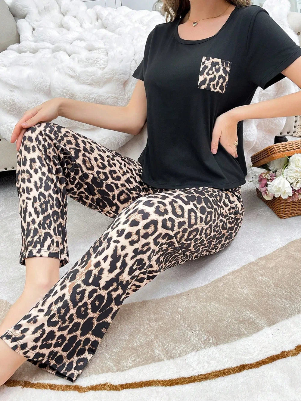 Leopard Knit Pajama Set