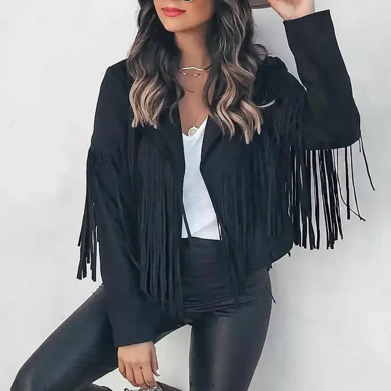 Fringe Cropped Boho Jacket