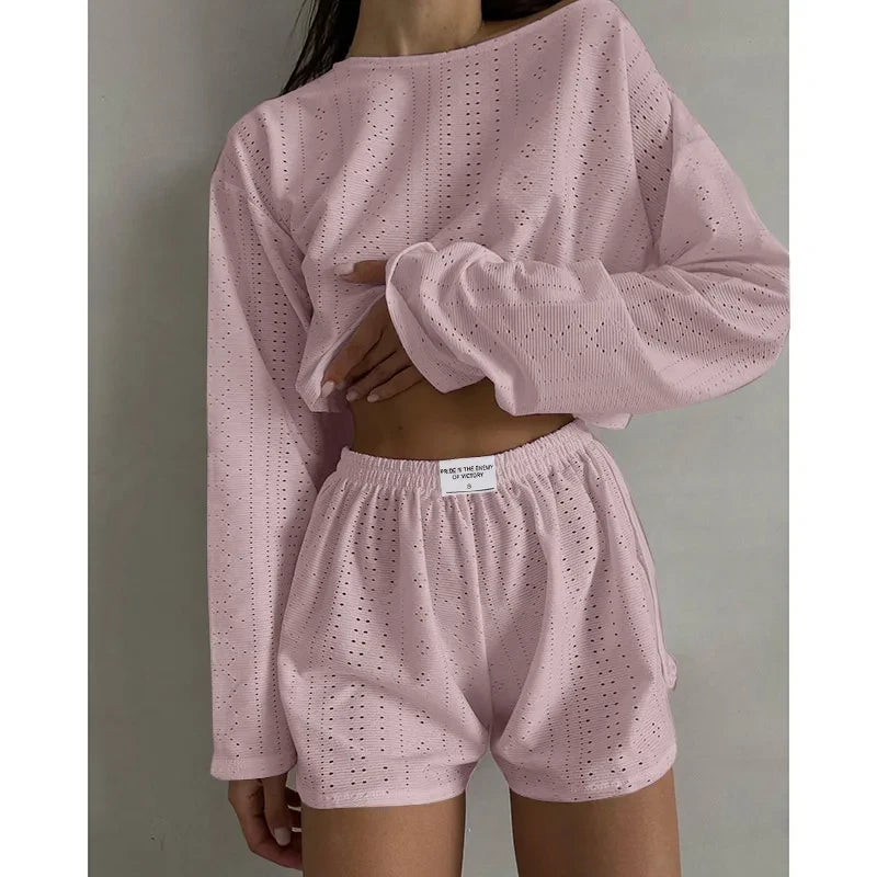 Pointelle Knit Loungewear Set