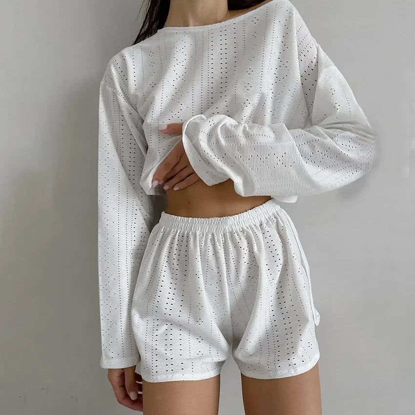 Pointelle Knit Loungewear Set