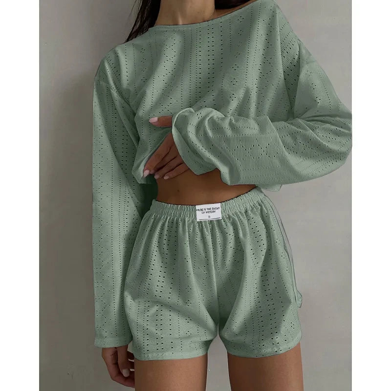 Pointelle Knit Loungewear Set