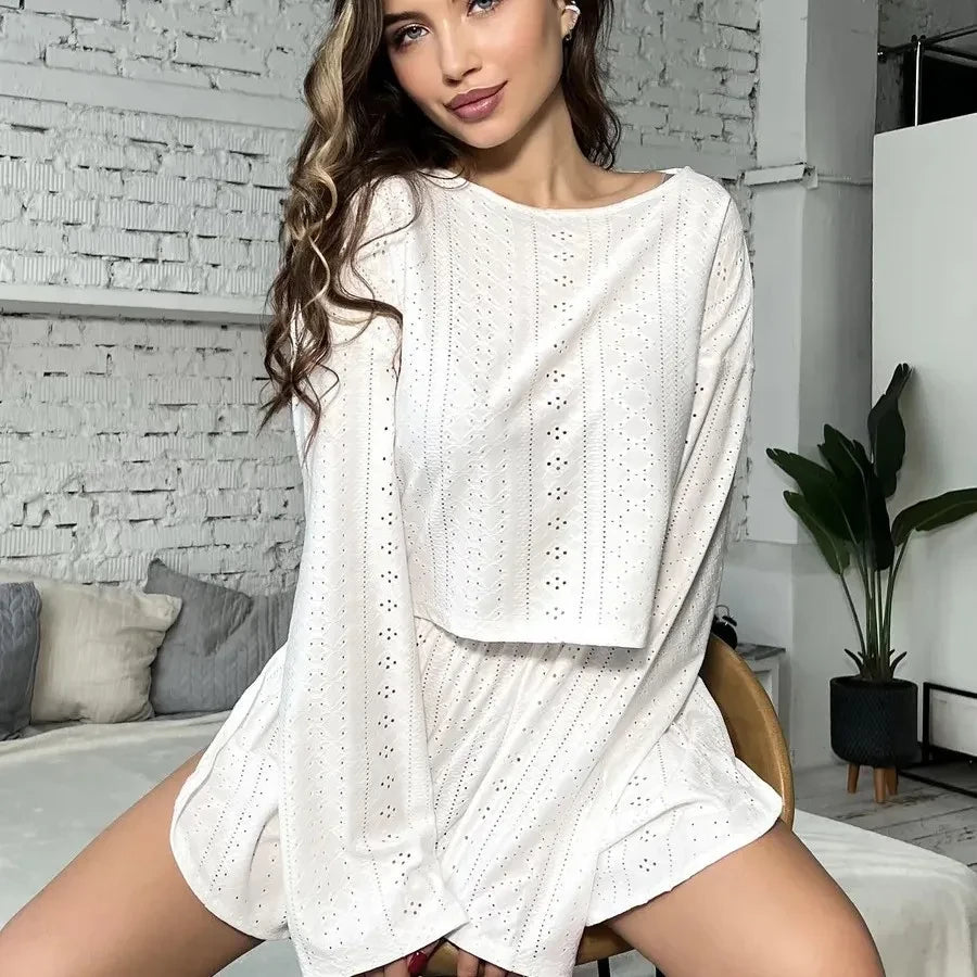 Pointelle Knit Loungewear Set